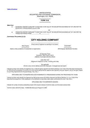 Thumbnail City Holding Company 10-Q Quarterly Report FY 