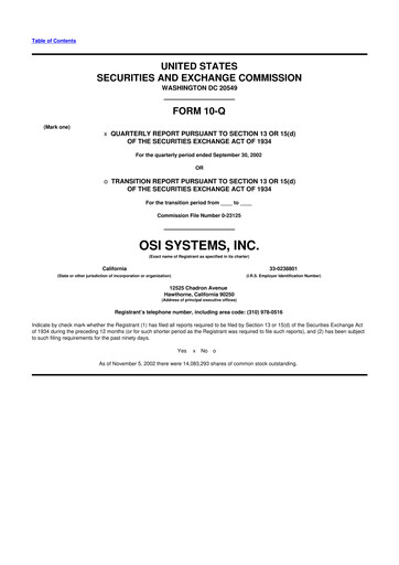 Thumbnail OSI Systems
 10-Q Quarterly Report FY 