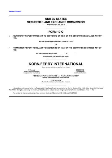 Thumbnail Korn Ferry
 10-Q Quarterly Report FY 