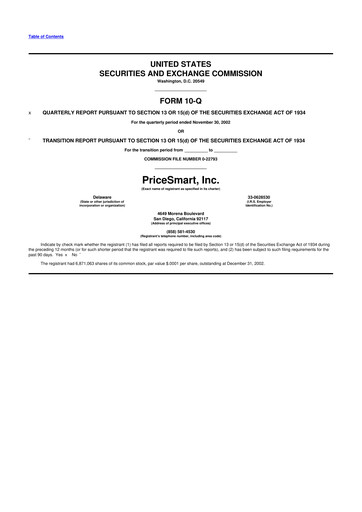 Thumbnail PriceSmart
 10-Q Quarterly Report FY 