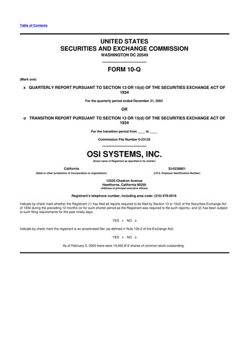 Thumbnail OSI Systems
 10-Q Quarterly Report FY 