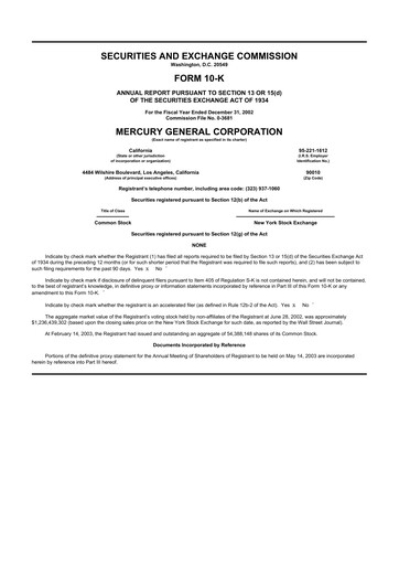 Thumbnail Mercury General
 10-K Annual Report 