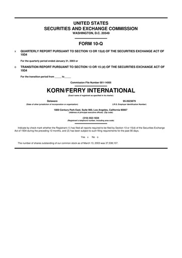 Thumbnail Korn Ferry
 10-Q Quarterly Report FY 