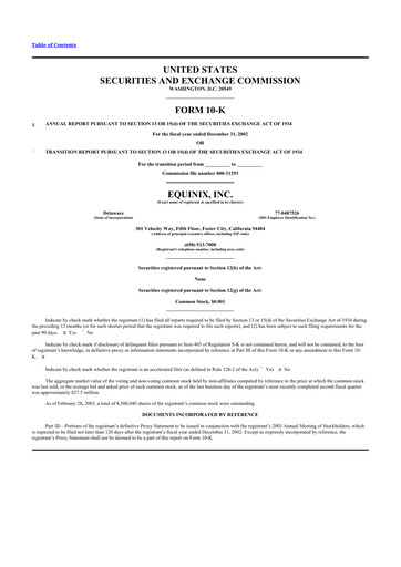 Thumbnail Equinix 10-K Annual Report 