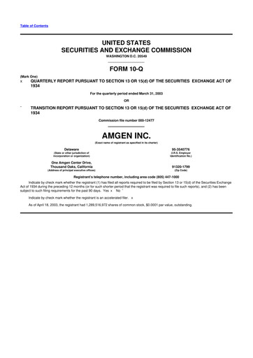 Miniature Amgen 10-Q Rapport trimestriel  