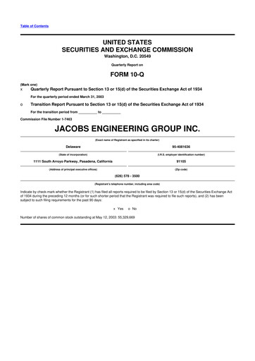 Miniature Jacobs Engineering 10-Q Rapport trimestriel  
