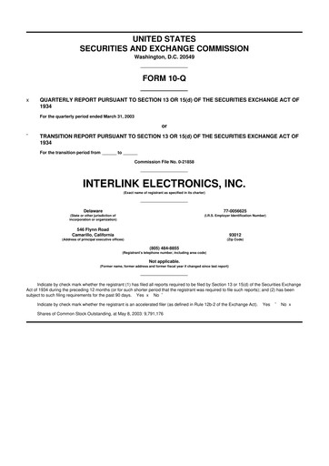 Thumbnail Interlink Electronics 10-Q Quarterly Report FY 