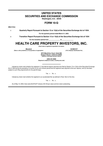 Thumbnail Healthpeak Properties
 10-Q Quarterly Report FY 