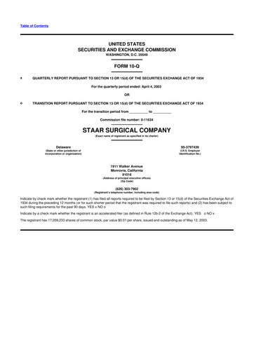 Thumbnail STAAR Surgical 10-Q Quarterly Report FY 