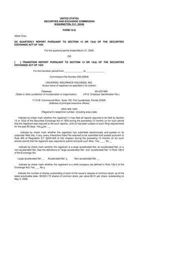 Thumbnail Universal Insurance Holdings 10-Q Quarterly Report FY 