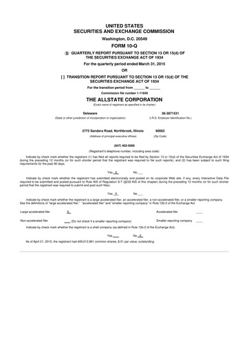 Vorschaubild Allstate 10-Q Quartalsbericht 2015 