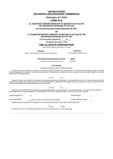 Vorschaubild Allstate 10-Q Quartalsbericht 2016 