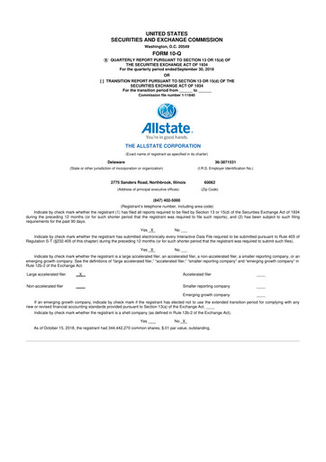 Vorschaubild Allstate 10-Q Quartalsbericht 2018 