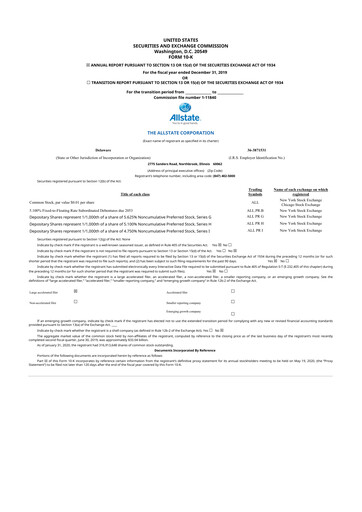Vorschaubild Allstate 10-K Jahresbericht 2019