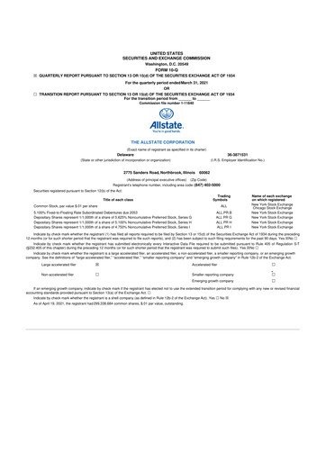 Vorschaubild Allstate 10-Q Quartalsbericht 2021 