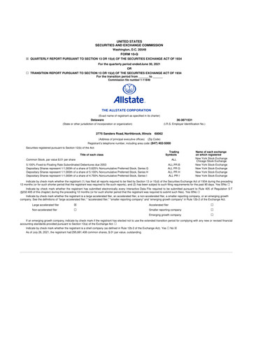 Vorschaubild Allstate 10-Q Quartalsbericht 2021 