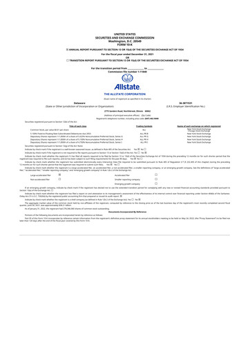 Vorschaubild Allstate 10-K Jahresbericht 2021