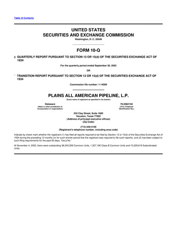 Thumbnail Plains All American Pipeline 10-Q Quarterly Report FY 