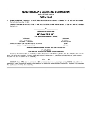 Thumbnail Tidewater 10-Q Quarterly Report FY 