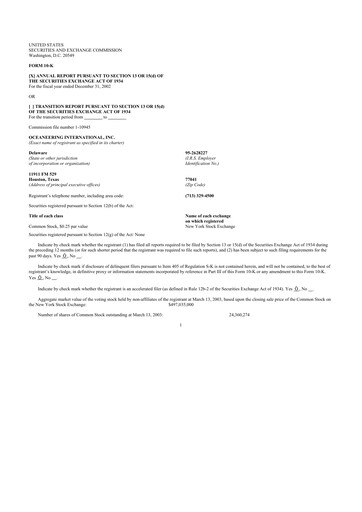 Thumbnail Oceaneering International
 10-K Annual Report 