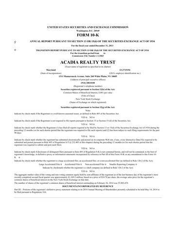 Thumbnail Acadia Realty Trust
 10-K Annual Report 2013