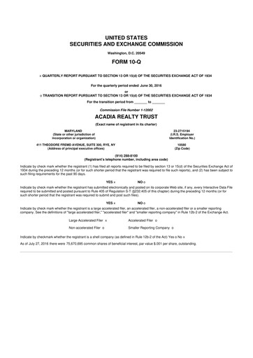 Thumbnail Acadia Realty Trust
 10-Q Quarterly Report FY2016 