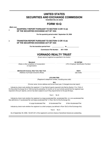 Thumbnail Vornado Realty Trust
 10-Q Quarterly Report FY 