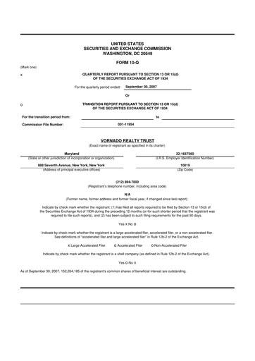 Thumbnail Vornado Realty Trust
 10-Q Quarterly Report FY 