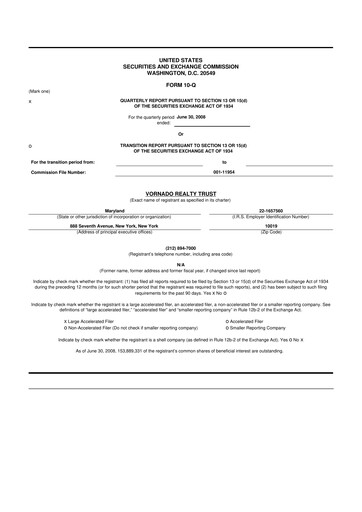 Thumbnail Vornado Realty Trust
 10-Q Quarterly Report FY 
