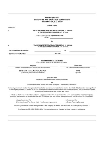 Thumbnail Vornado Realty Trust
 10-Q Quarterly Report FY 