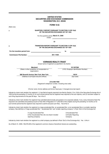 Thumbnail Vornado Realty Trust
 10-Q Quarterly Report FY 