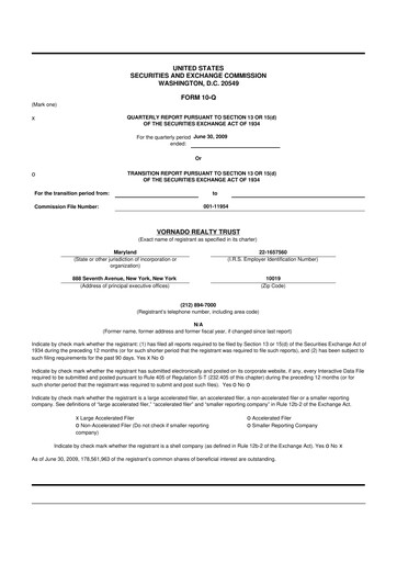 Thumbnail Vornado Realty Trust
 10-Q Quarterly Report FY 