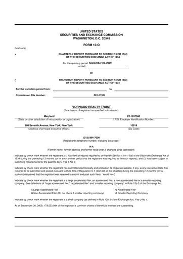 Thumbnail Vornado Realty Trust
 10-Q Quarterly Report FY 