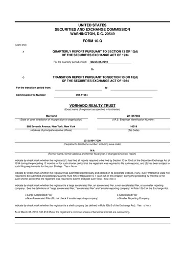 Thumbnail Vornado Realty Trust
 10-Q Quarterly Report FY2010 