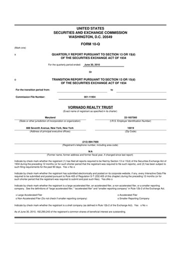 Thumbnail Vornado Realty Trust
 10-Q Quarterly Report FY 