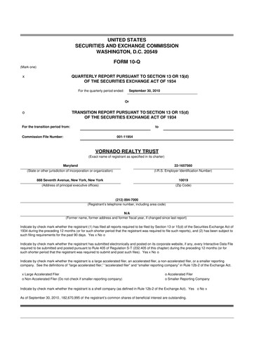 Thumbnail Vornado Realty Trust
 10-Q Quarterly Report FY2010 