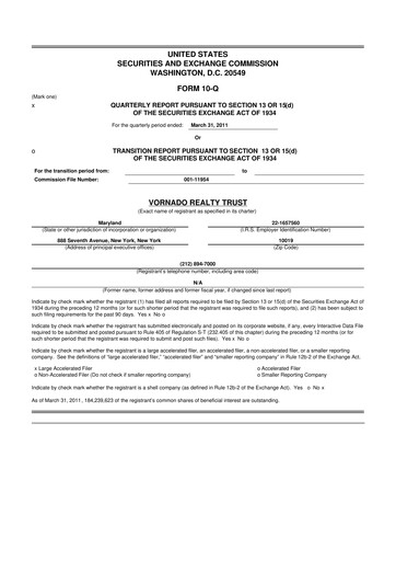 Thumbnail Vornado Realty Trust
 10-Q Quarterly Report FY2011 