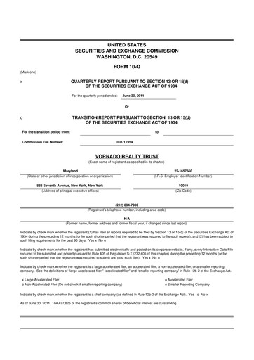 Thumbnail Vornado Realty Trust
 10-Q Quarterly Report FY2011 