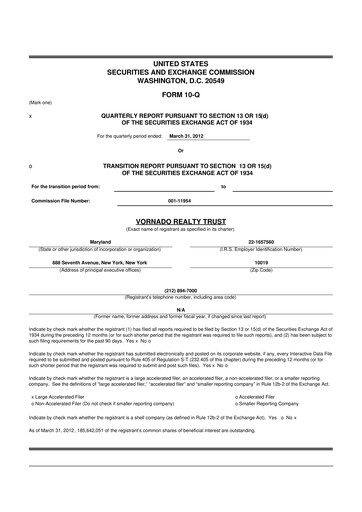Thumbnail Vornado Realty Trust
 10-Q Quarterly Report FY2012 