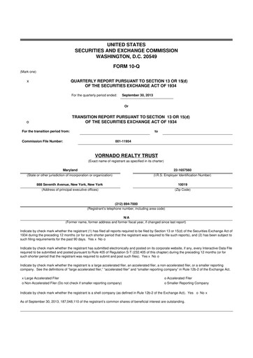 Thumbnail Vornado Realty Trust
 10-Q Quarterly Report FY2013 