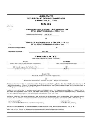 Thumbnail Vornado Realty Trust
 10-Q Quarterly Report FY2014 