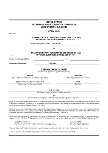 Thumbnail Vornado Realty Trust
 10-Q Quarterly Report FY2015 