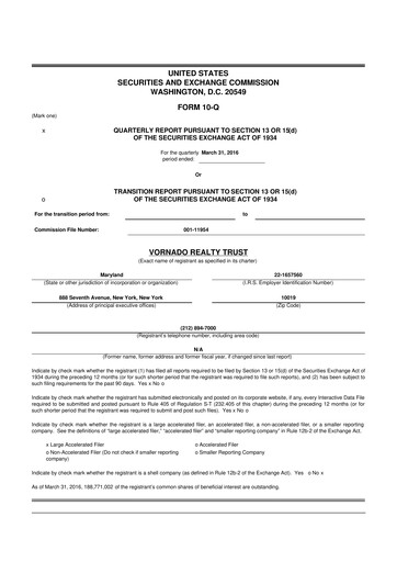 Thumbnail Vornado Realty Trust
 10-Q Quarterly Report FY2016 