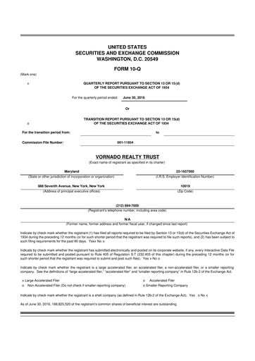 Thumbnail Vornado Realty Trust
 10-Q Quarterly Report FY2016 