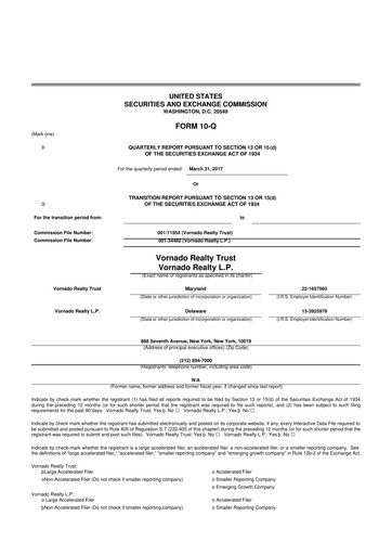 Thumbnail Vornado Realty Trust
 10-Q Quarterly Report FY 