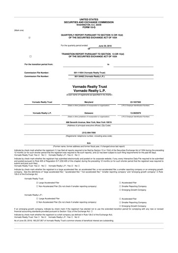 Thumbnail Vornado Realty Trust
 10-Q Quarterly Report FY 