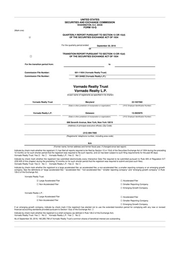 Thumbnail Vornado Realty Trust
 10-Q Quarterly Report FY 