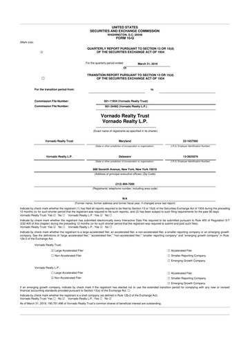 Thumbnail Vornado Realty Trust
 10-Q Quarterly Report FY 