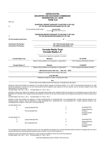 Thumbnail Vornado Realty Trust
 10-Q Quarterly Report FY 
