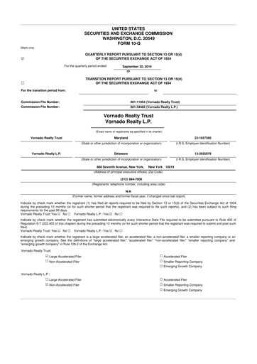 Thumbnail Vornado Realty Trust
 10-Q Quarterly Report FY 
